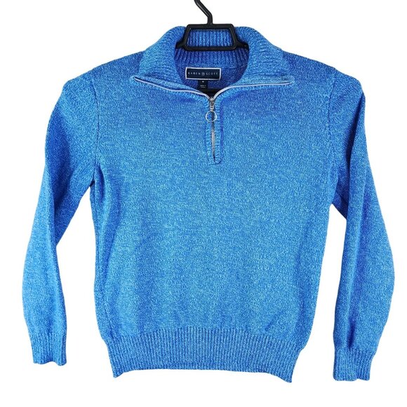 Women's Blue Karen Scott 1/4 Zip Sweater 100% Cotton Long Sleeve Size M - Picture 1 of 11